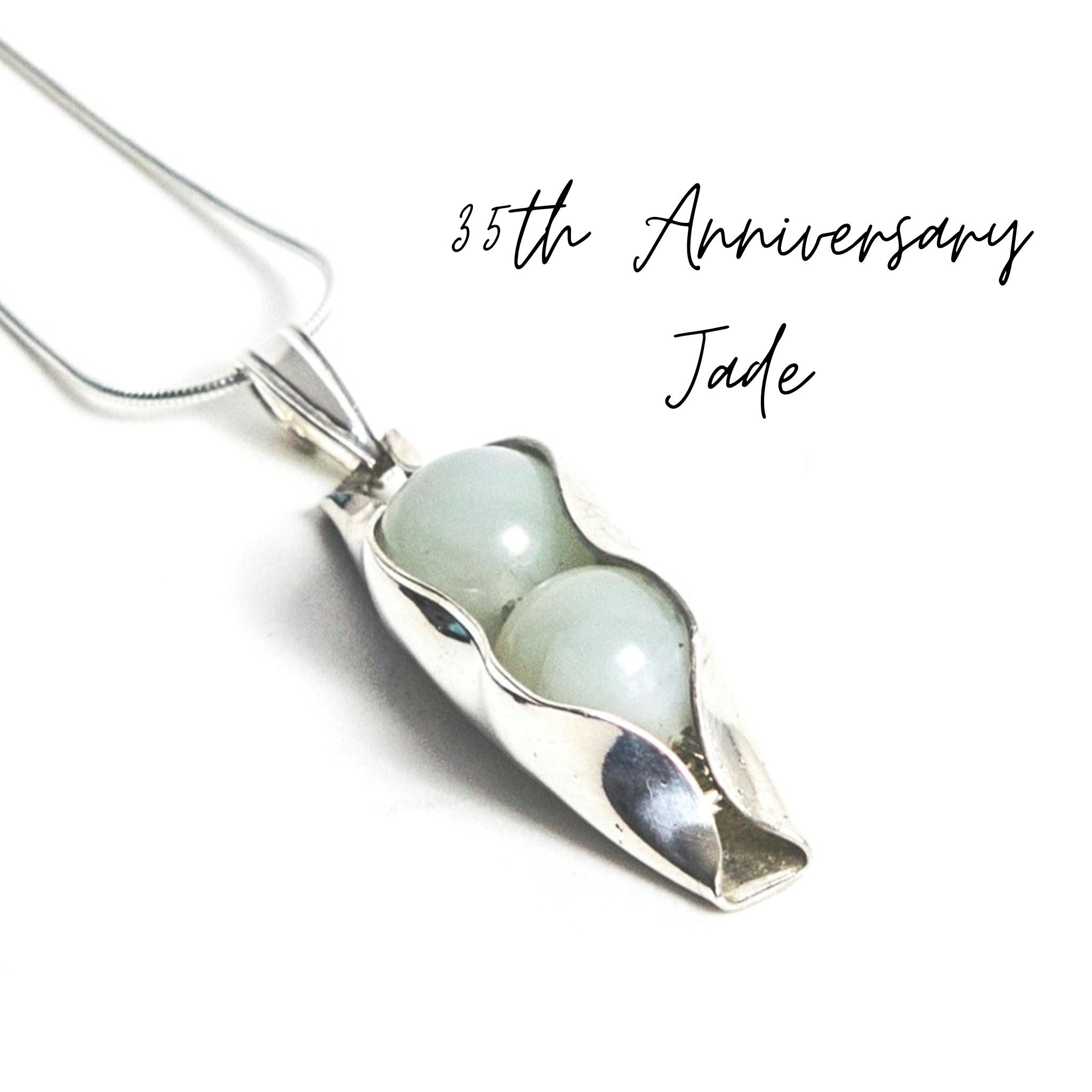 35th Jade anniversary necklace | Two peas In a pod | Jade jewellery for women | Jade necklace | 35th Anniversary wife | Engraving