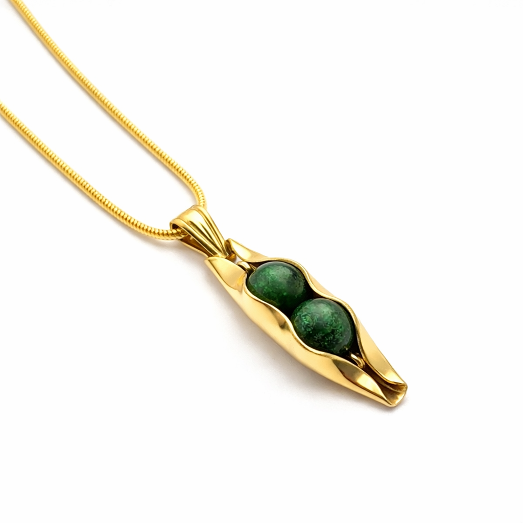 Gold | 35th Jade Anniversary | Two Peas In A Pod | Custom Engraving | 35th Wedding Anniversary Gift
