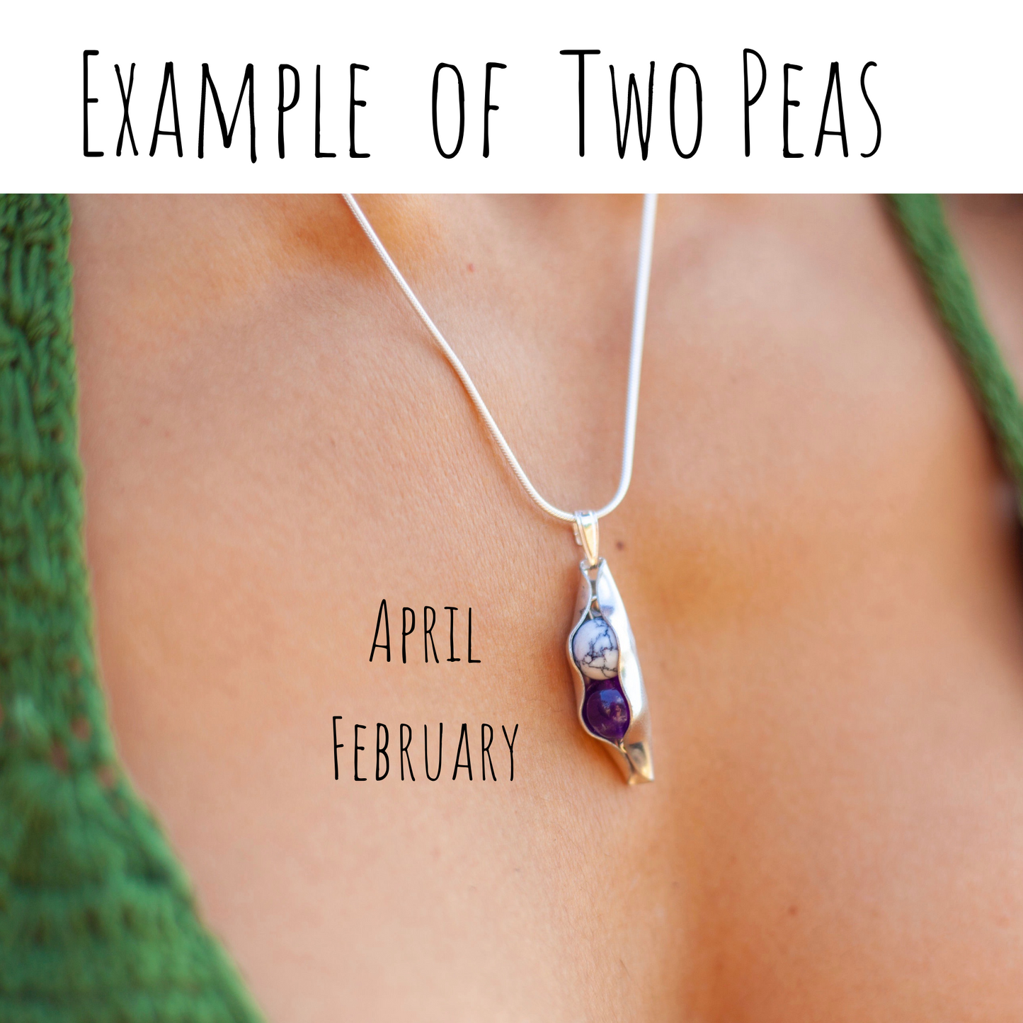 Gold Two Peas In A Pod | Custom Birthstones & Engraving | Wedding Anniversary gift for Wife