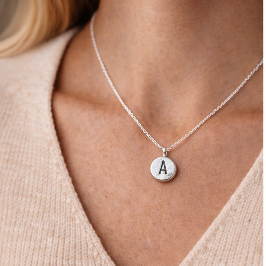 Personalised Sterling Silver Pebble Necklace – Handmade Organic Pendant – Rustic Initial Charm