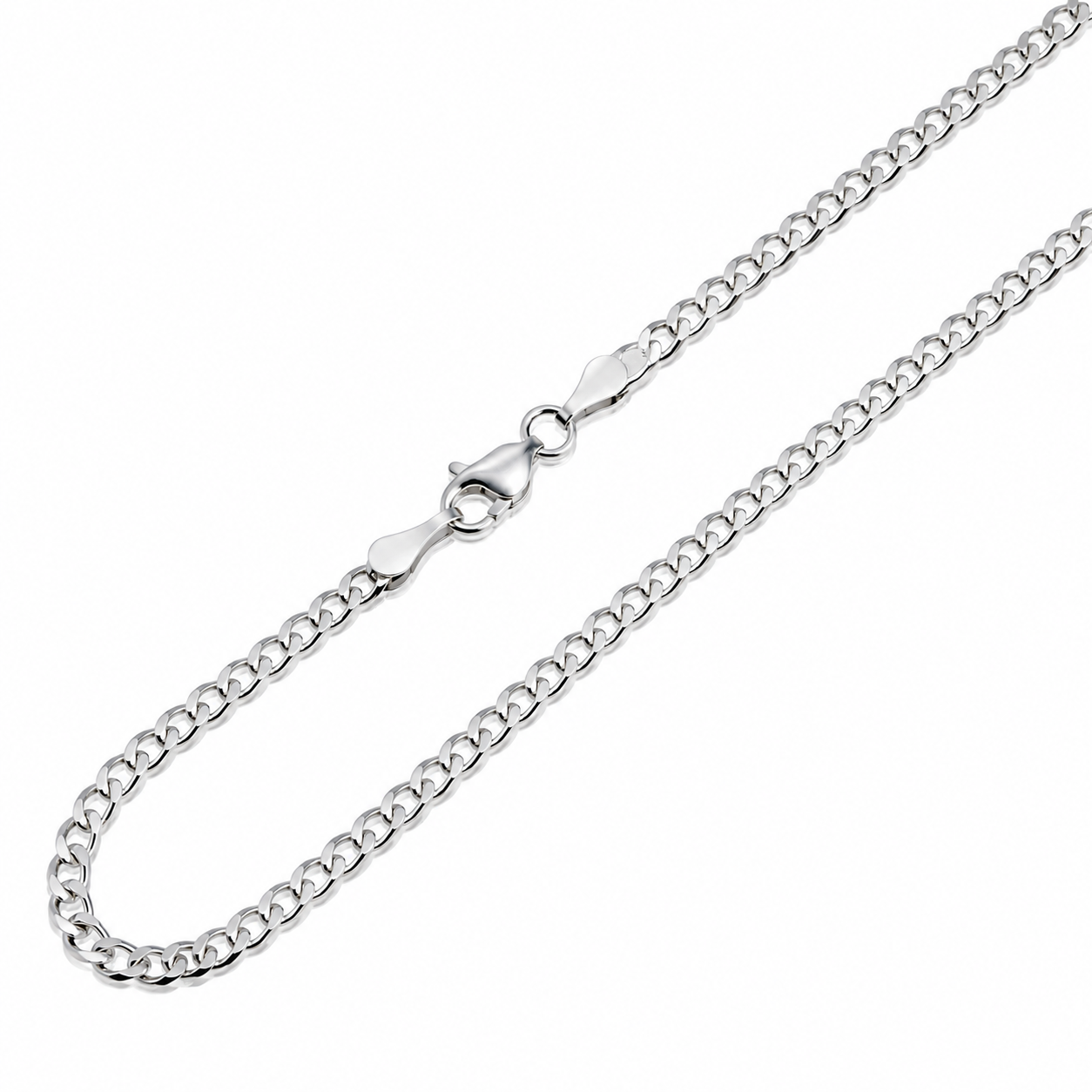 Men's Curb Chain Necklace | 3mm Wide | 925 Sterling Silver | 24" Long