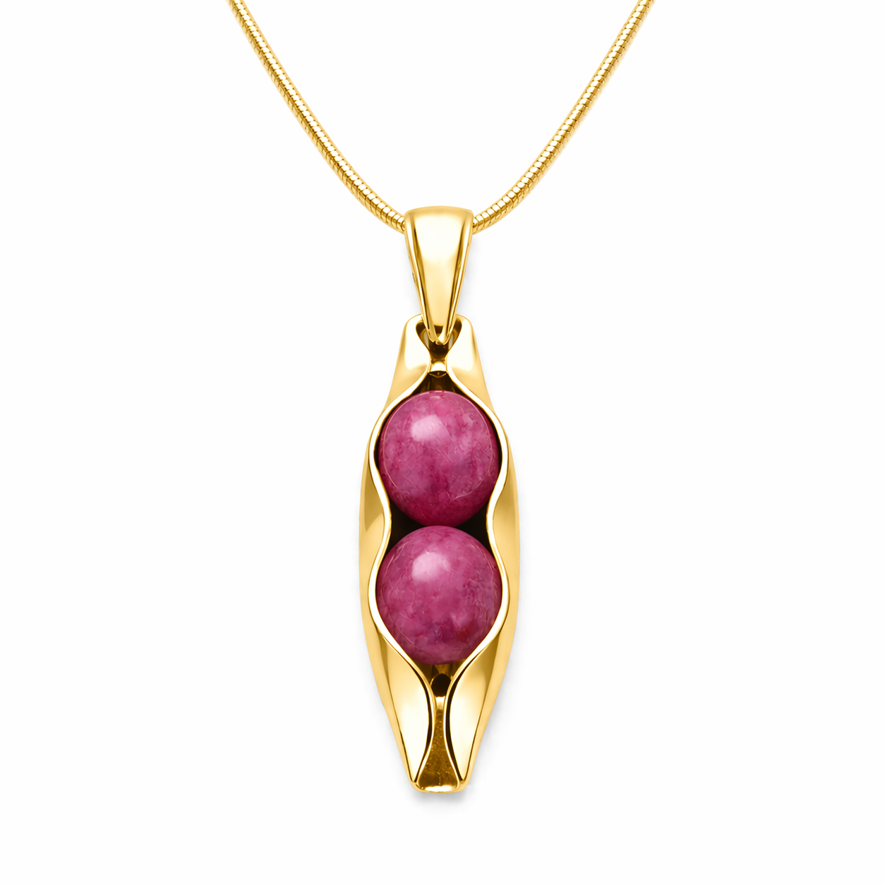40th Ruby Anniversary | Gold Two Peas In A Pod | Natural Ruby | Custom Engraving | 40th Wedding Anniversary Gift