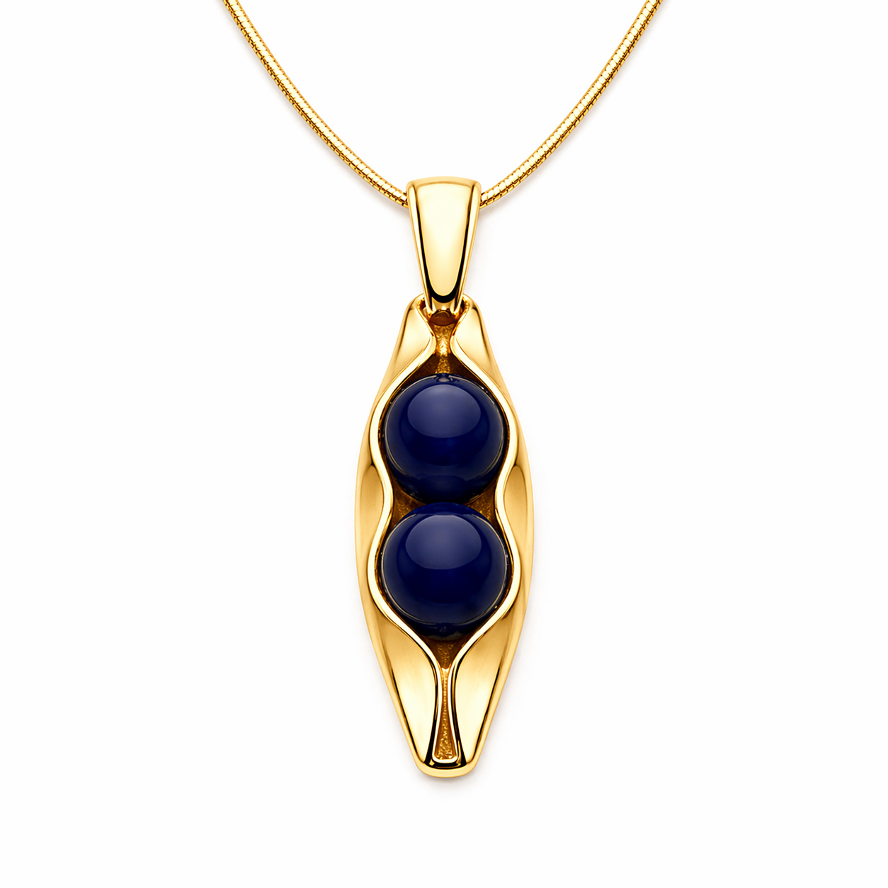 45th Sapphire Anniversary | Gold Two Peas In A Pod | Natural Sapphire | Custom Engraving | 45th Wedding Anniversary Gift