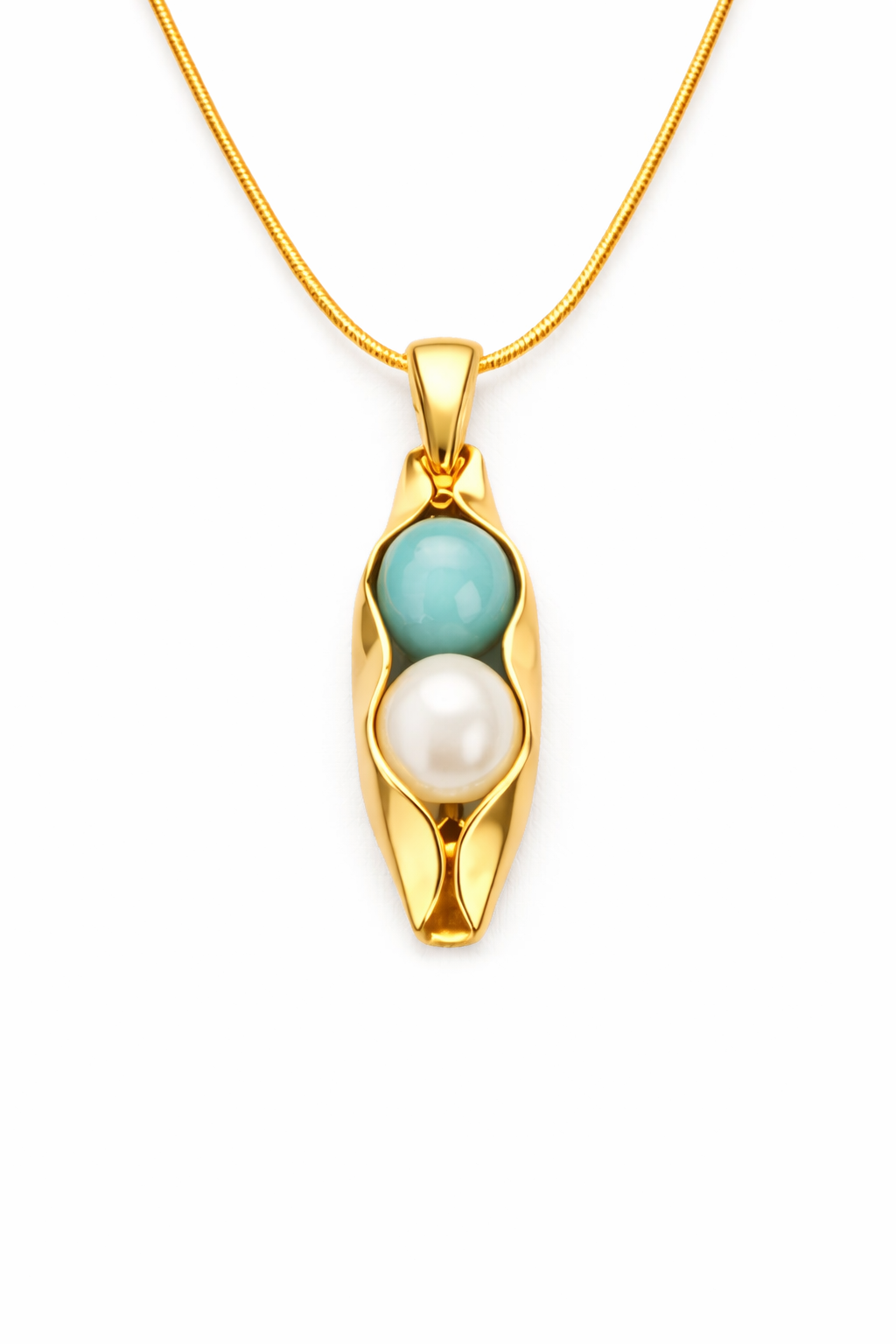 Gold Two Peas in a Pod Necklace with Custom Birthstones & Engraving