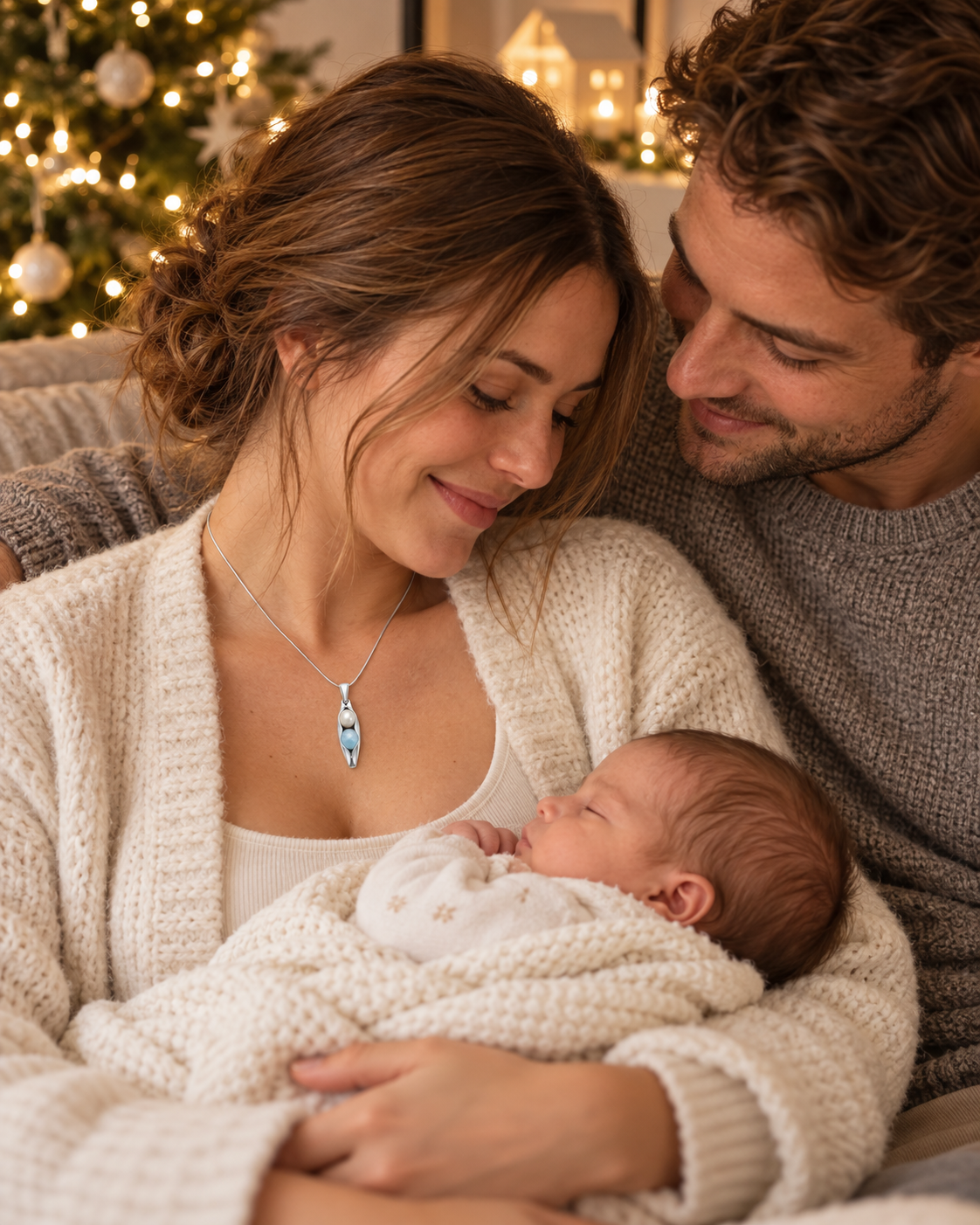 New Mum Gift - Personalised Birthstone Necklace - Two Peas in a Pod - Mum & Baby Necklace - New Baby Gift