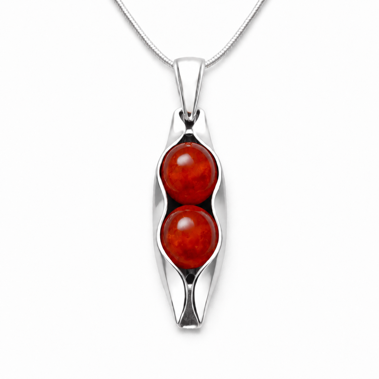 July Birthstone | Carnelian | Two Peas In A Pod Necklace | 14K Gold Filled or 925 Sterling silver | Personalised Gift Idea