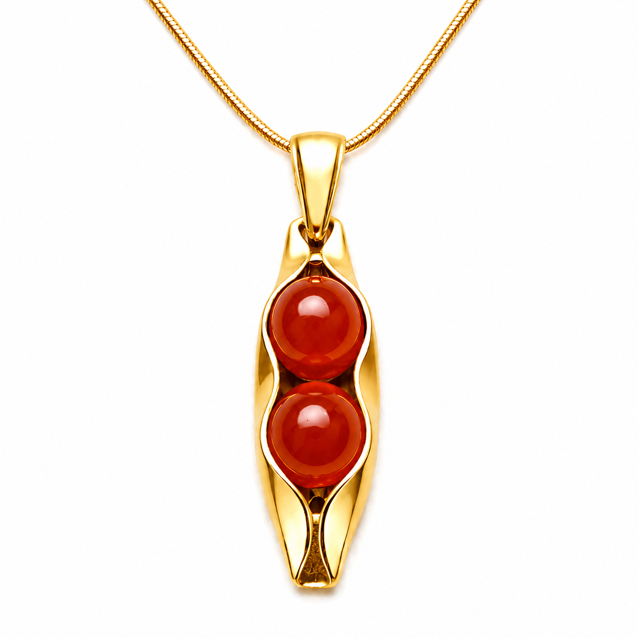 July Birthstone | Carnelian | Two Peas In A Pod Necklace | 14K Gold Filled or 925 Sterling silver | Personalised Gift Idea