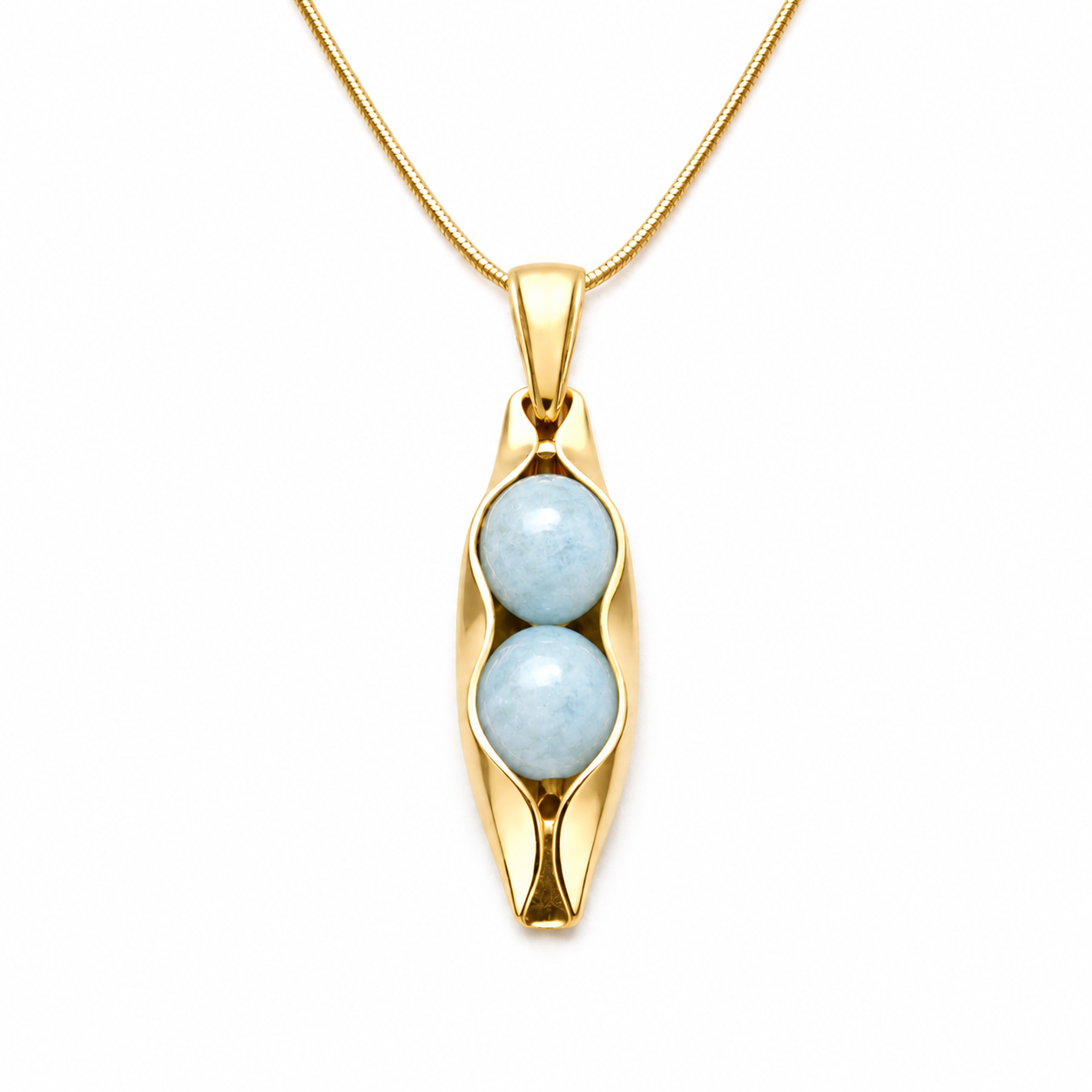 March Birthstone | Aquamarine | Two Peas In A Pod Necklace | 14K Gold Filled or 925 Sterling silver | Personalised Gift Idea