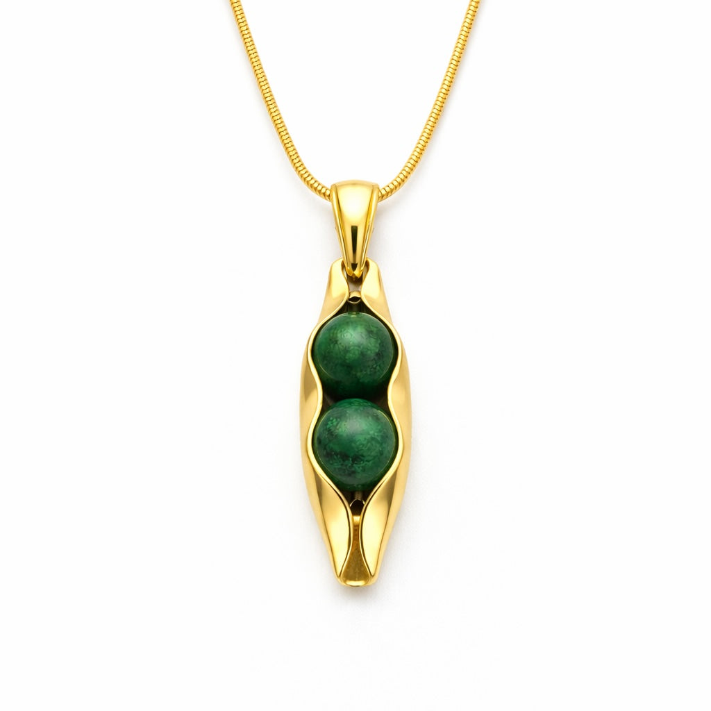 May Birthstone | Malaysian Jade | Two Peas In A Pod Necklace | 14K Gold Filled or 925 Sterling silver | Personalised Gift Idea
