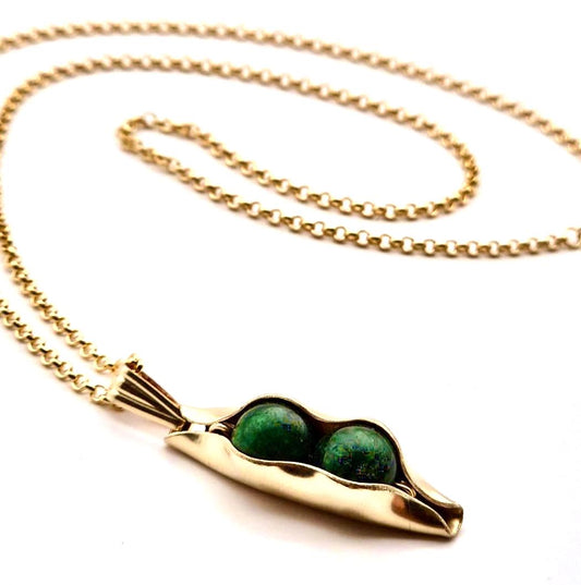 Gold | 35th Jade Anniversary | Two Peas In A Pod | Custom Engraving | 35th Wedding Anniversary Gift