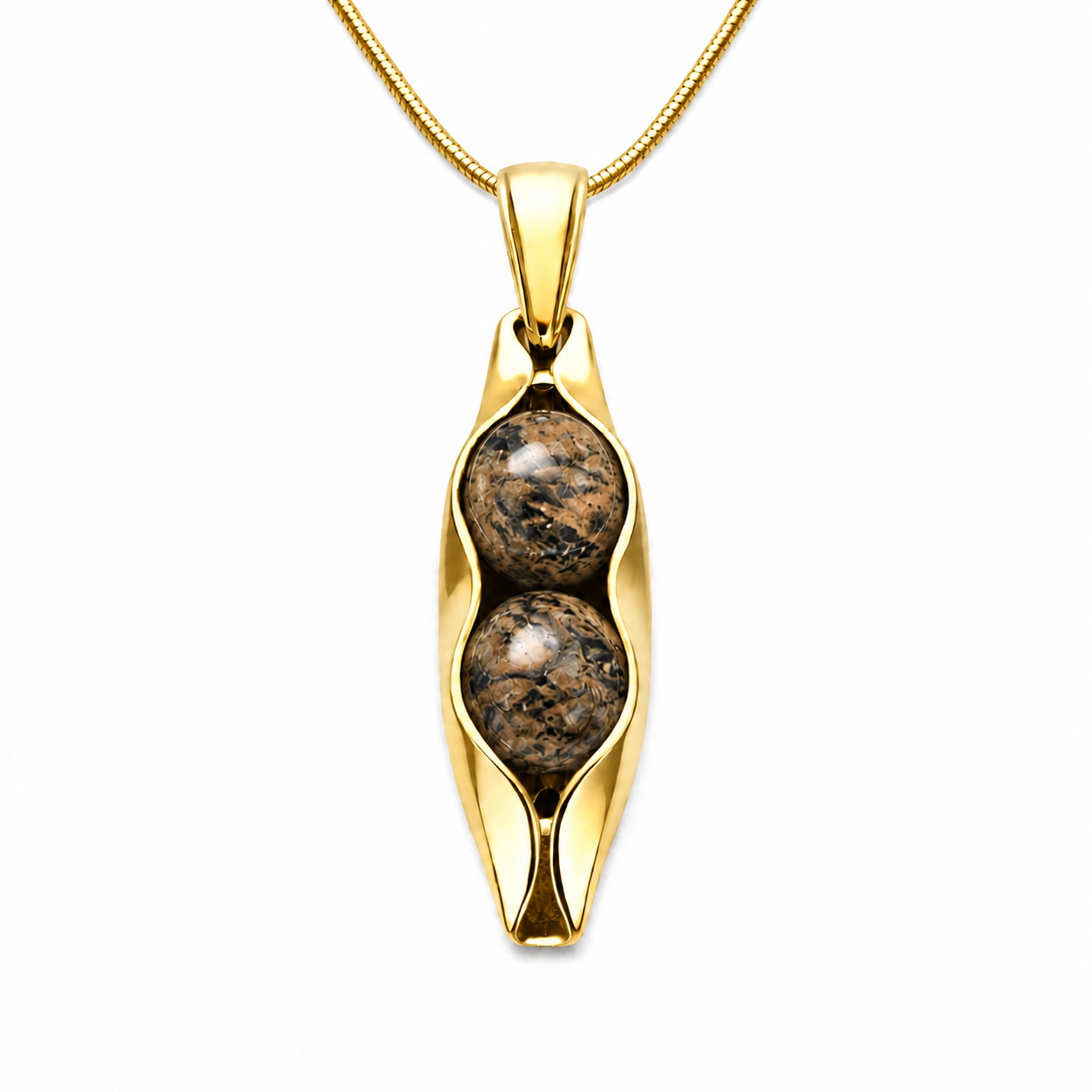 Natural Leopard Jasper | Two Peas In A Pod Necklace | 14K Gold Filled or 925 Sterling silver | Personalised Gift Idea
