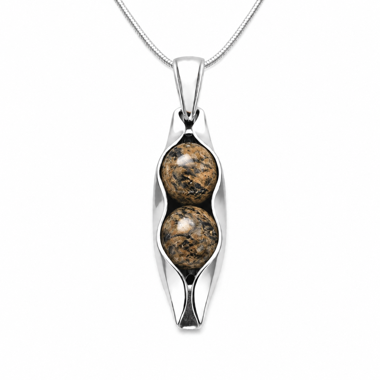 Natural Leopard Jasper | Two Peas In A Pod Necklace | 14K Gold Filled or 925 Sterling silver | Personalised Gift Idea