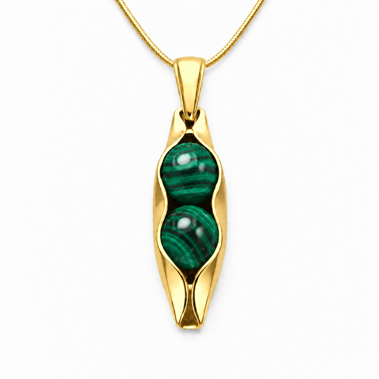 Malachite | The Stone Of Transformation | Two Peas In A Pod Necklace | 14K Gold Filled or 925 Sterling silver | Personalised Gift Idea