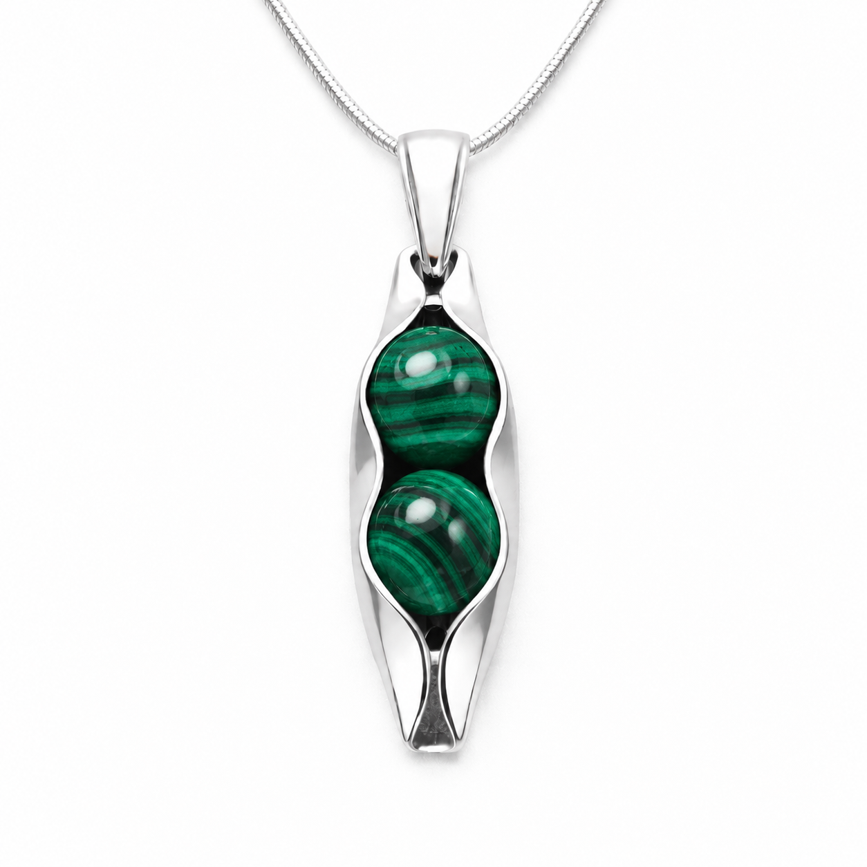 Malachite | The Stone Of Transformation | Two Peas In A Pod Necklace | 14K Gold Filled or 925 Sterling silver | Personalised Gift Idea
