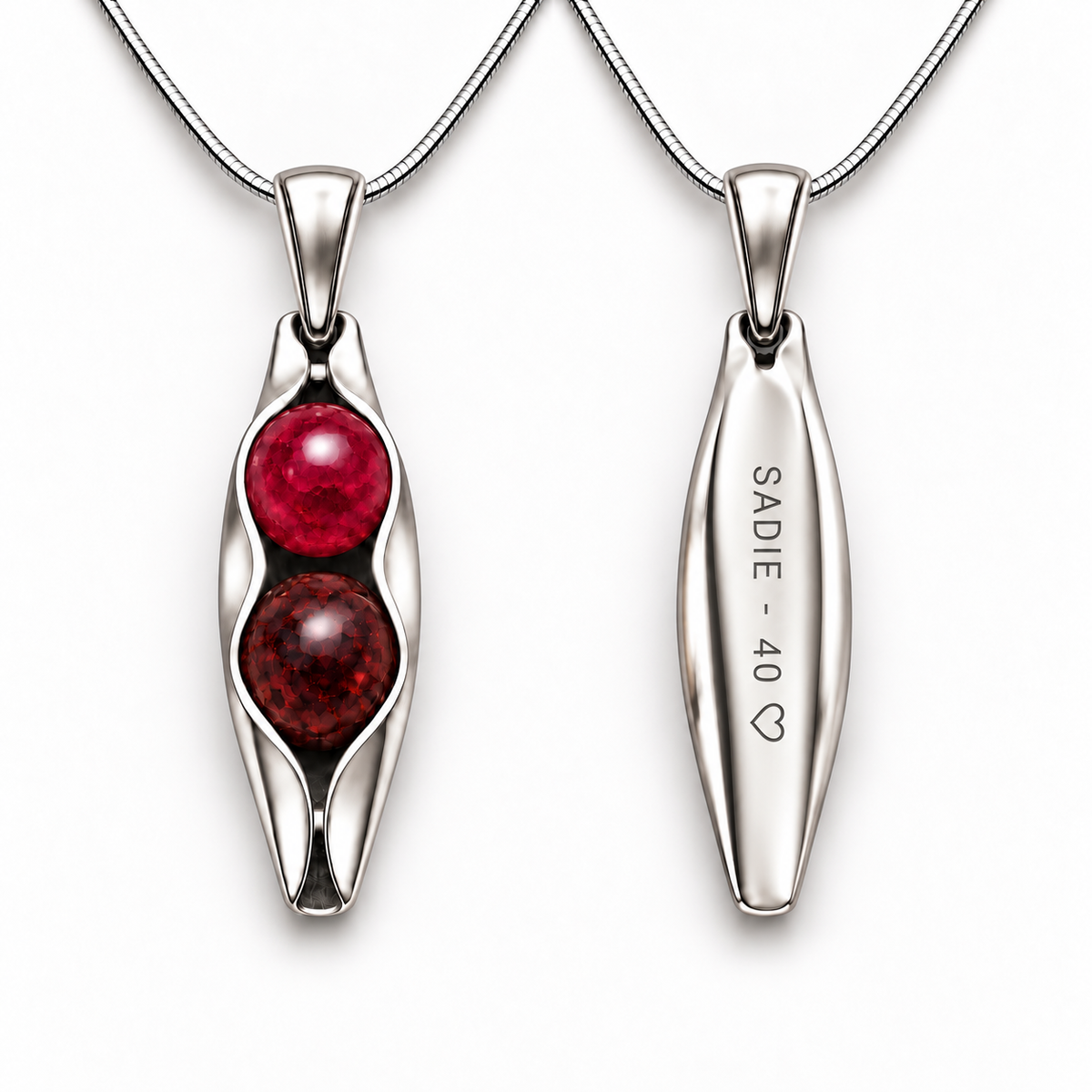 Personalised milestone birthday Two Peas in a Pod necklace with SADIE - 40 engraving