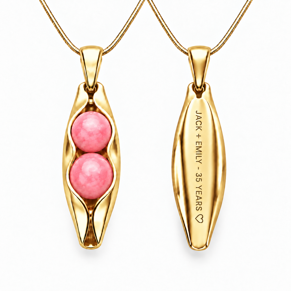 pink anniversary necklace - 14K gold filled front and engraved back