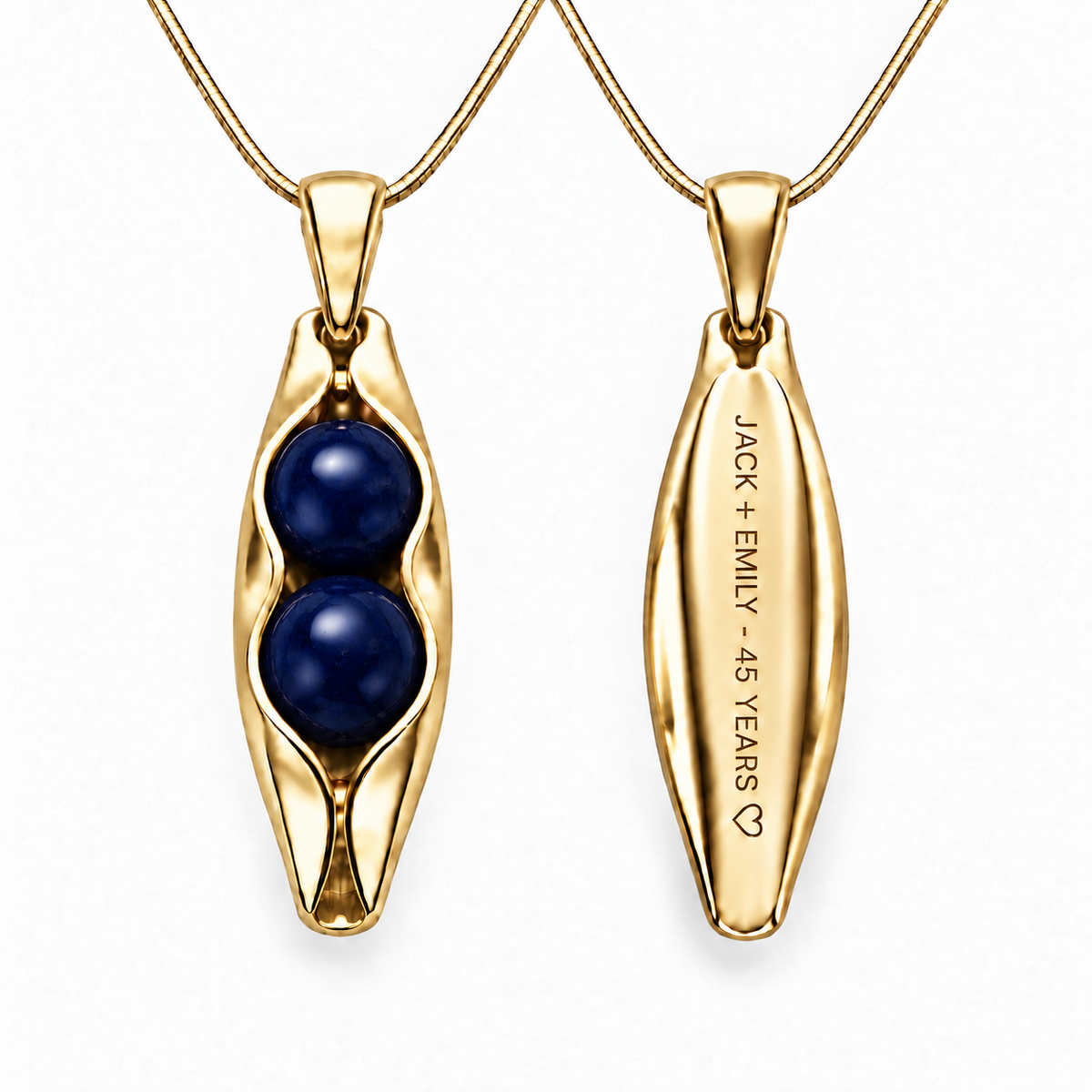 sapphire anniversary necklace - 14K gold filled front and engraved back