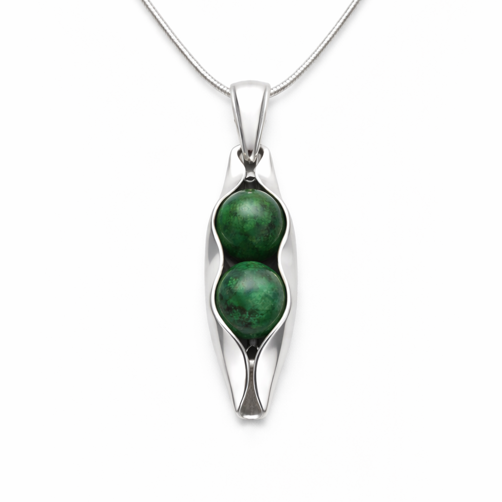 May Birthstone | Malaysian Jade | Two Peas In A Pod Necklace | 14K Gold Filled or 925 Sterling silver | Personalised Gift Idea