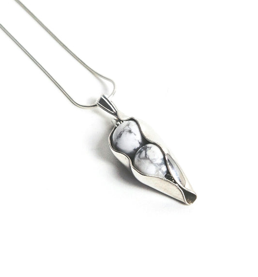 April Birthstone | White Howlite | Two Peas In A Pod Necklace | 18ct Gold Filled or 925 Sterling silver | Personalised Gift Idea