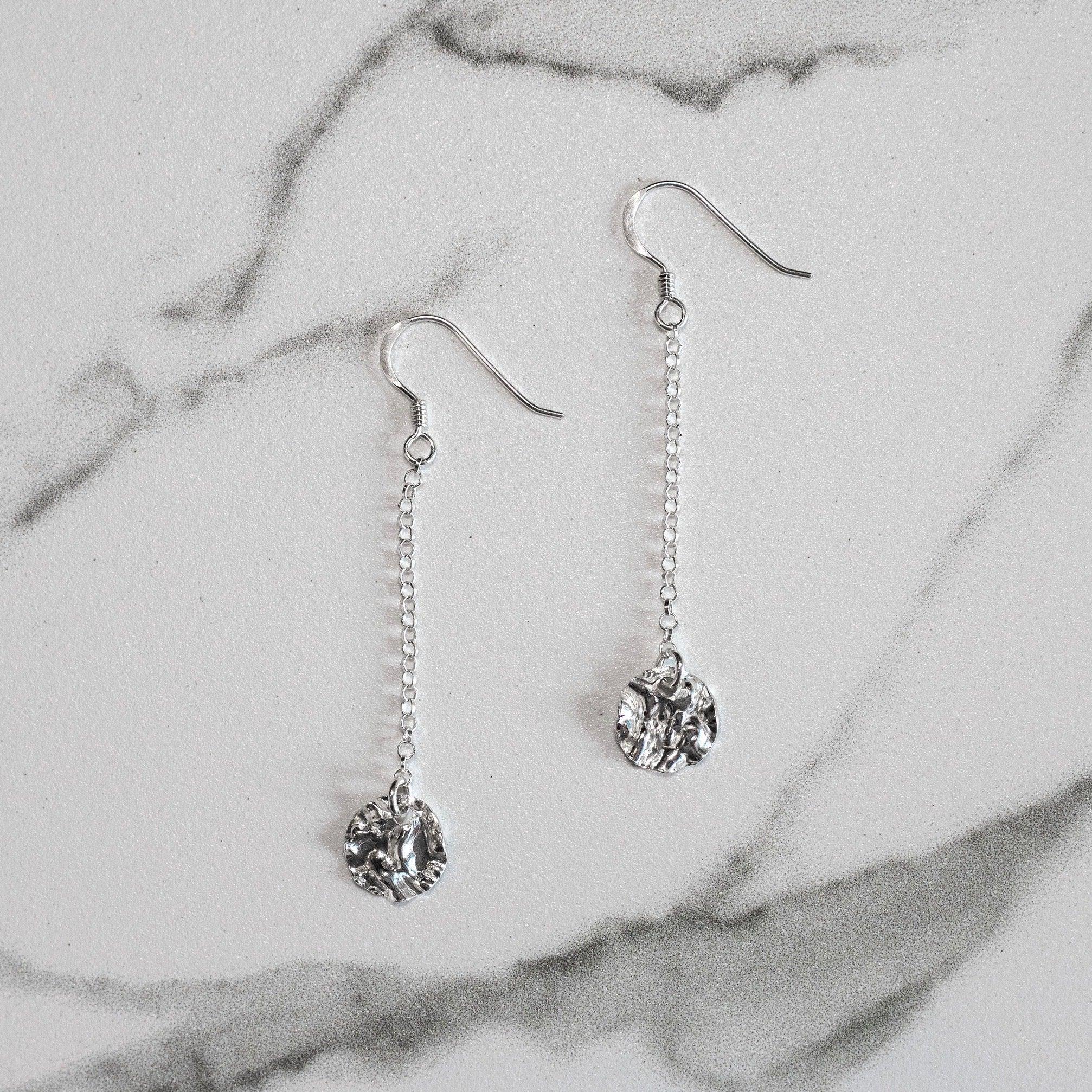 Cirque Textured Dangly Long Chain Earrings - RACHEL SHRIEVES DESIGN