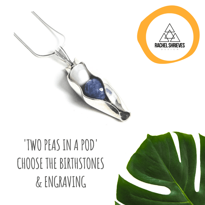 Two Peas In A Pod | Any Birthstone Combination | Optional initials