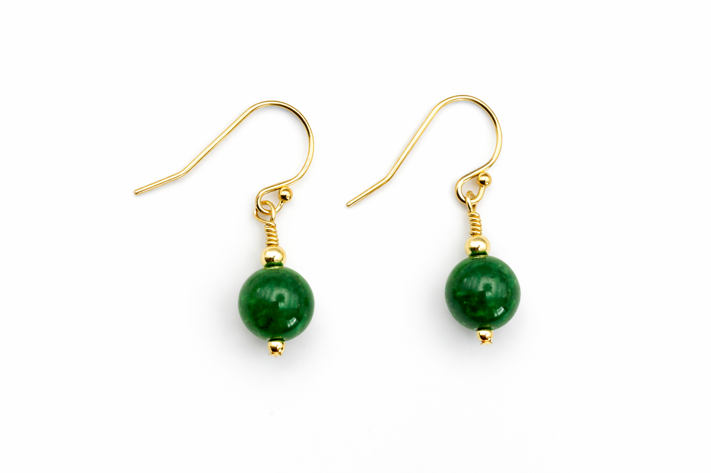 Gold Dark Jade Earrings | Drop Earrings | Gold Filled | 35th Anniversary