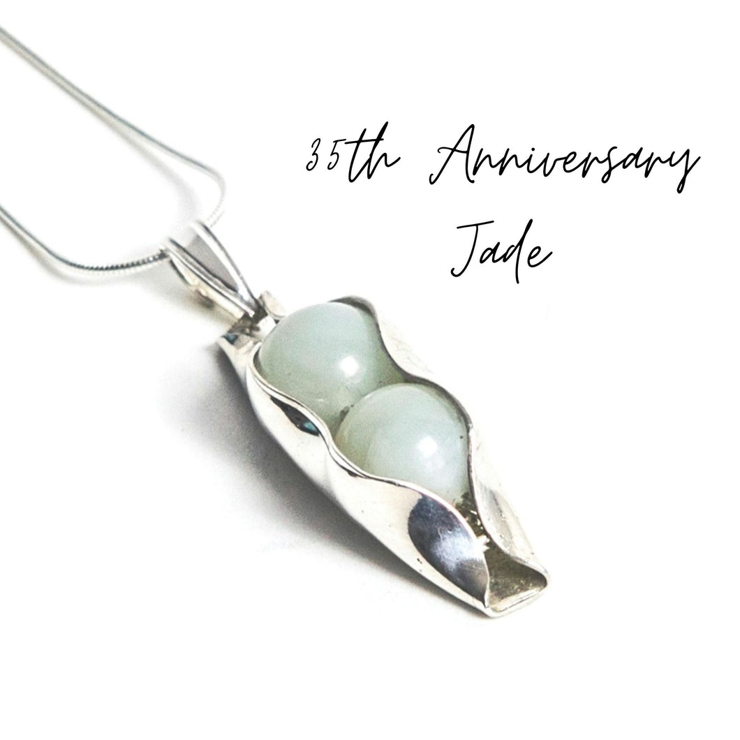 35th Wedding Anniversary | Jade Stones | Engraved Initials | Two Peas In A Pod