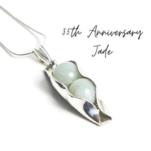 Load image into Gallery viewer, 35th Jade anniversary necklace | Two peas In a pod | Jade jewellery for women | Jade necklace | 35th Anniversary wife | Engraved Initials
