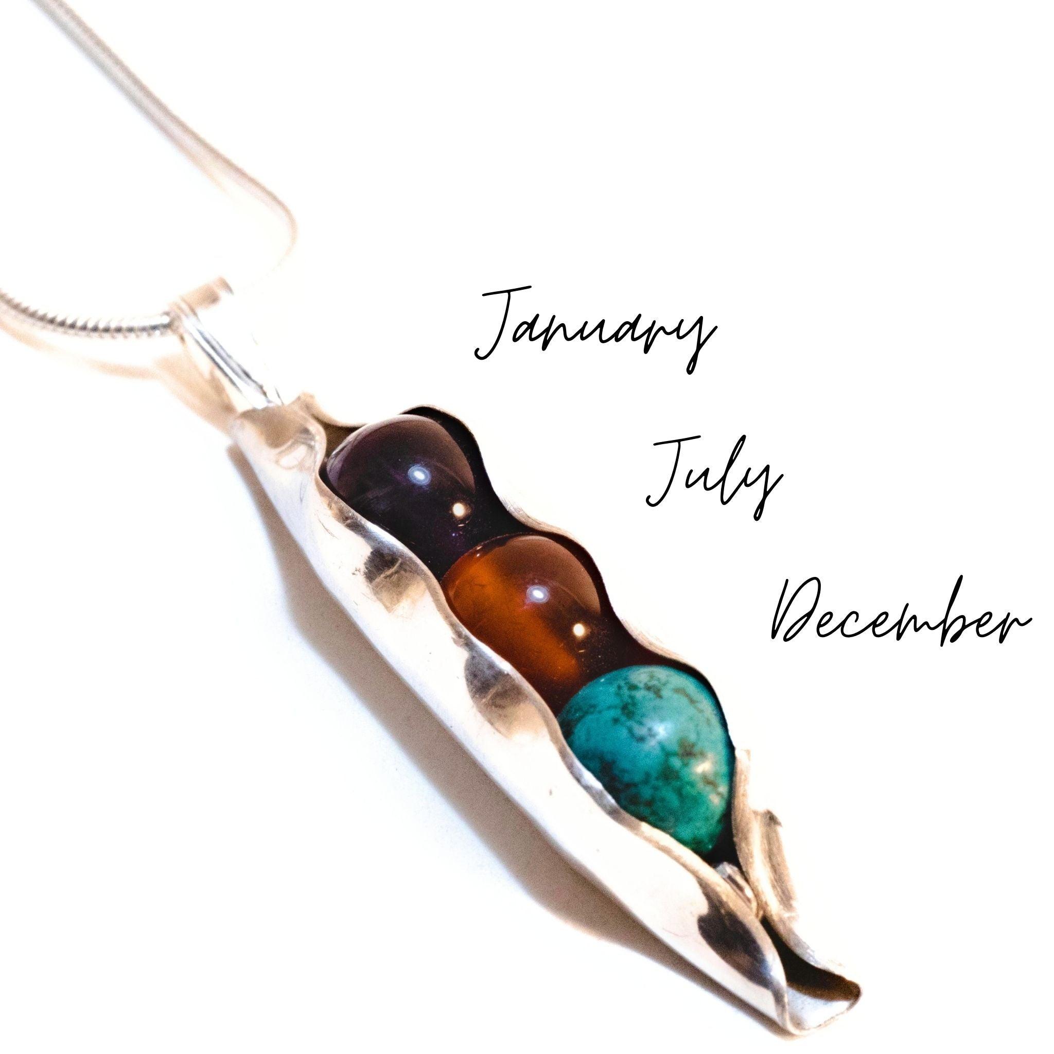 Mother's Day - Three Pea In A Pod - Engraved Initials & Any Birthstone Combination - RACHEL SHRIEVES DESIGN