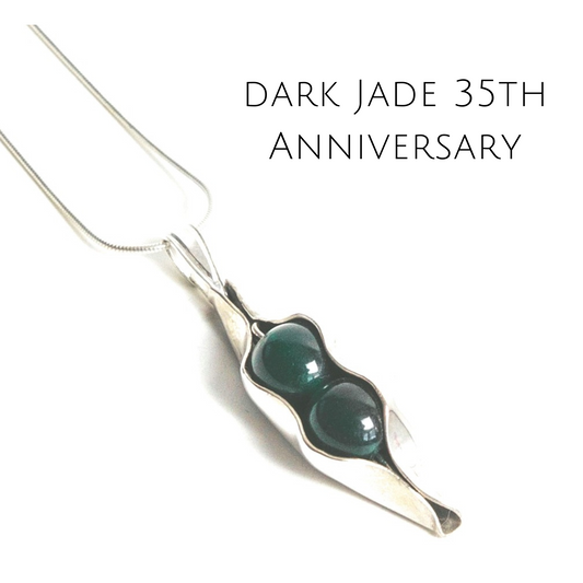 Jade anniversary | Two peas in a pod | Dark Jade | Custom Engraving | 35th wedding anniversary gift