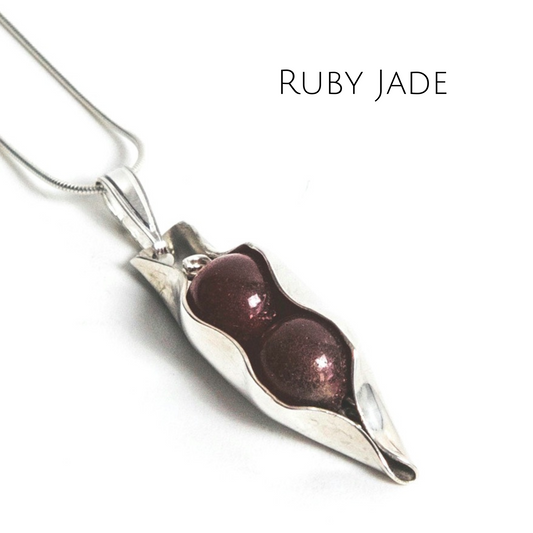 40th Ruby anniversary necklace | Two peas In a pod | Ruby jewellery for wife anniversary | Ruby Jade necklace | 40th Anniversary wife | Engraved Initials