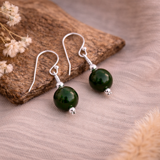 Dark Jade | Drop Earrings | Sterling Silver | 35th Anniversary