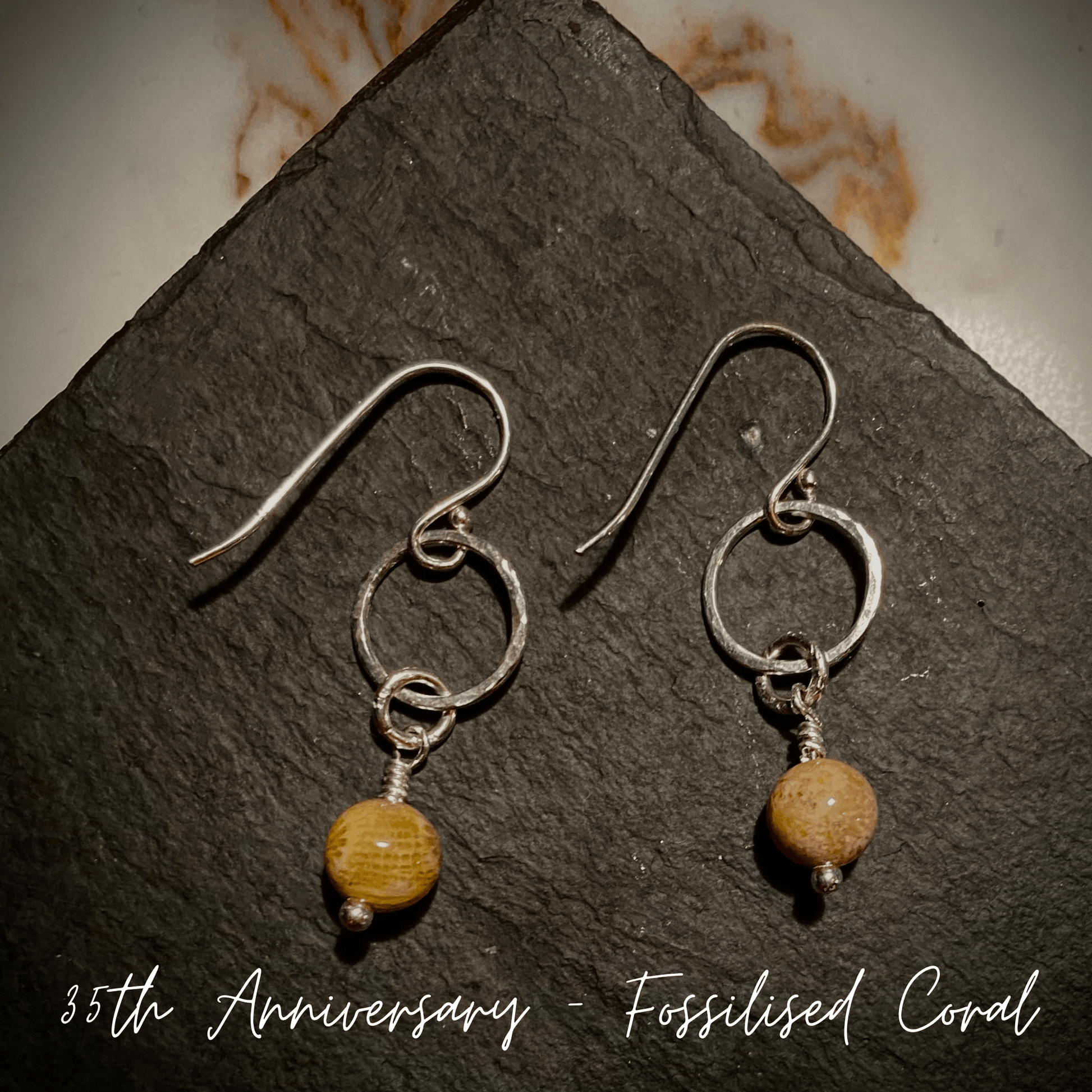 35th Anniversary Earrings | Fossilised Coral | Sterling silver | 35th wedding anniversary gift - RACHEL SHRIEVES DESIGN
