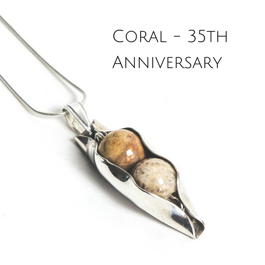 35th Coral Anniversary | Two Peas In A Pod | Custom Engraving | 35th Wedding Anniversary Gift