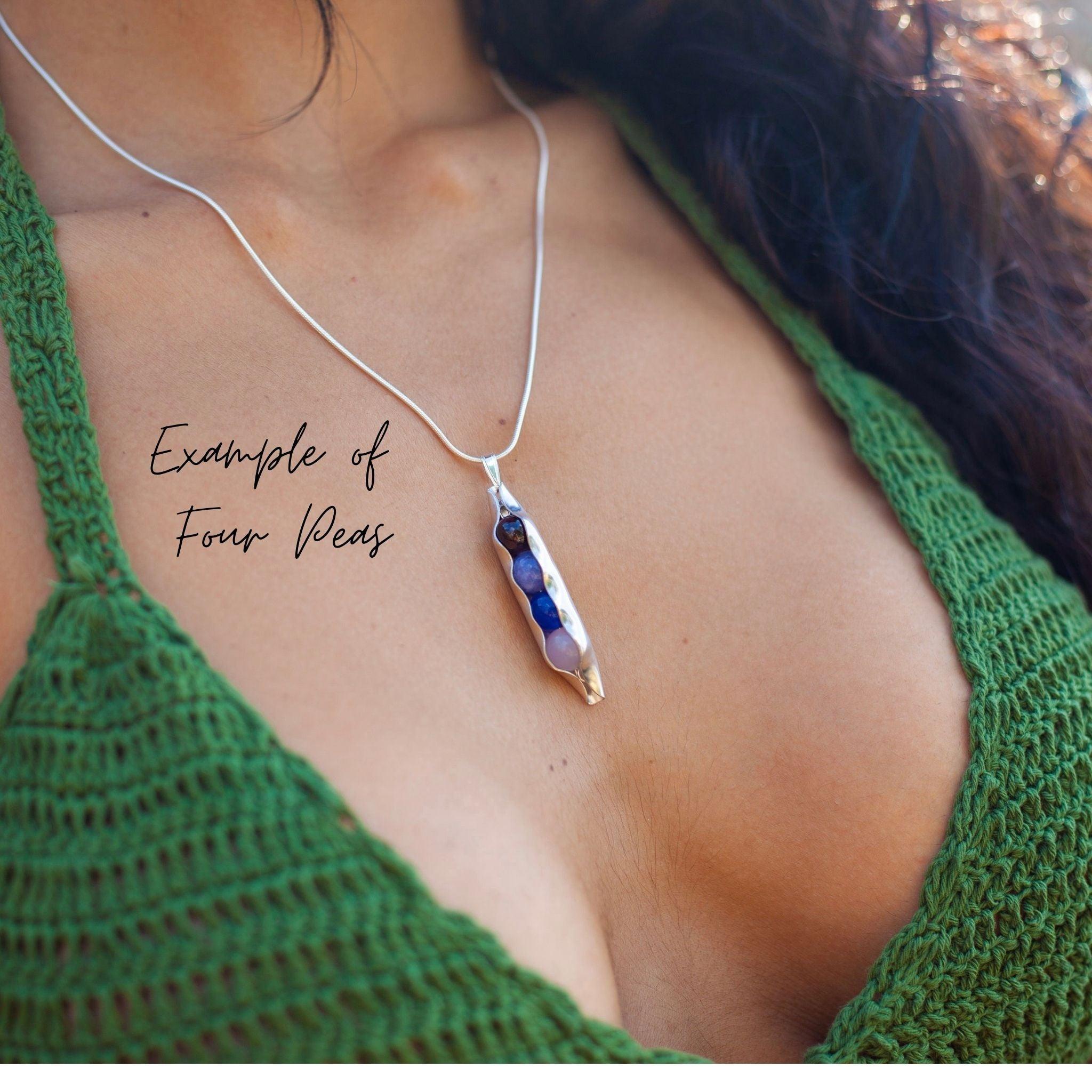 Mother's Day - Four Pea In A Pod - Engraved Initials & Any Birthstone Combination - RACHEL SHRIEVES DESIGN