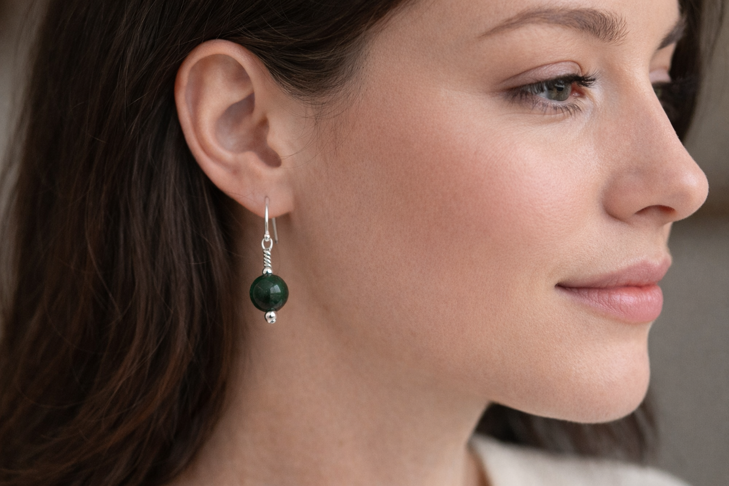 Dark Jade | Drop Earrings | Sterling Silver | 35th Anniversary