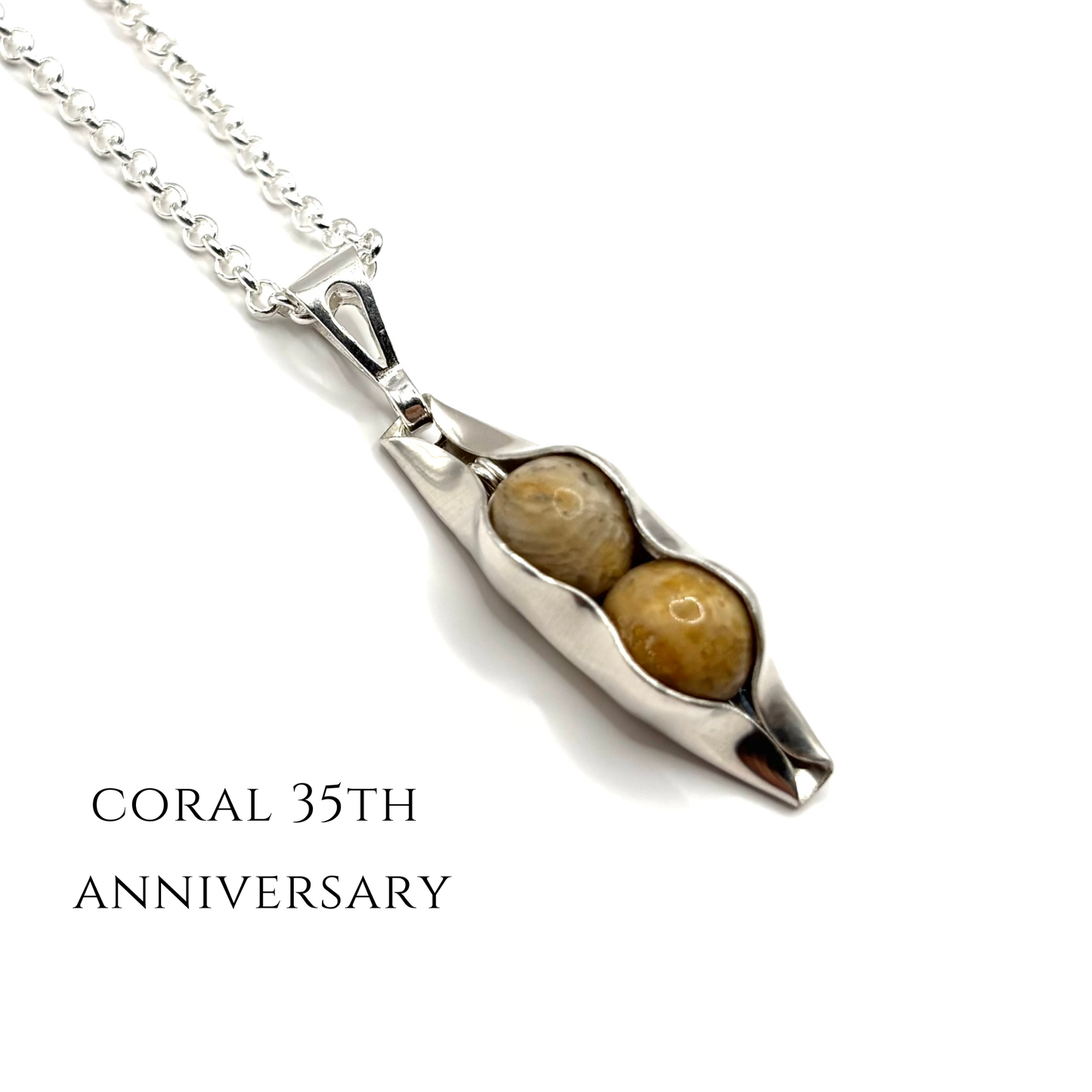 35th Coral Anniversary | Two Peas In A Pod | Custom Engraving | 35th Wedding Anniversary Gift