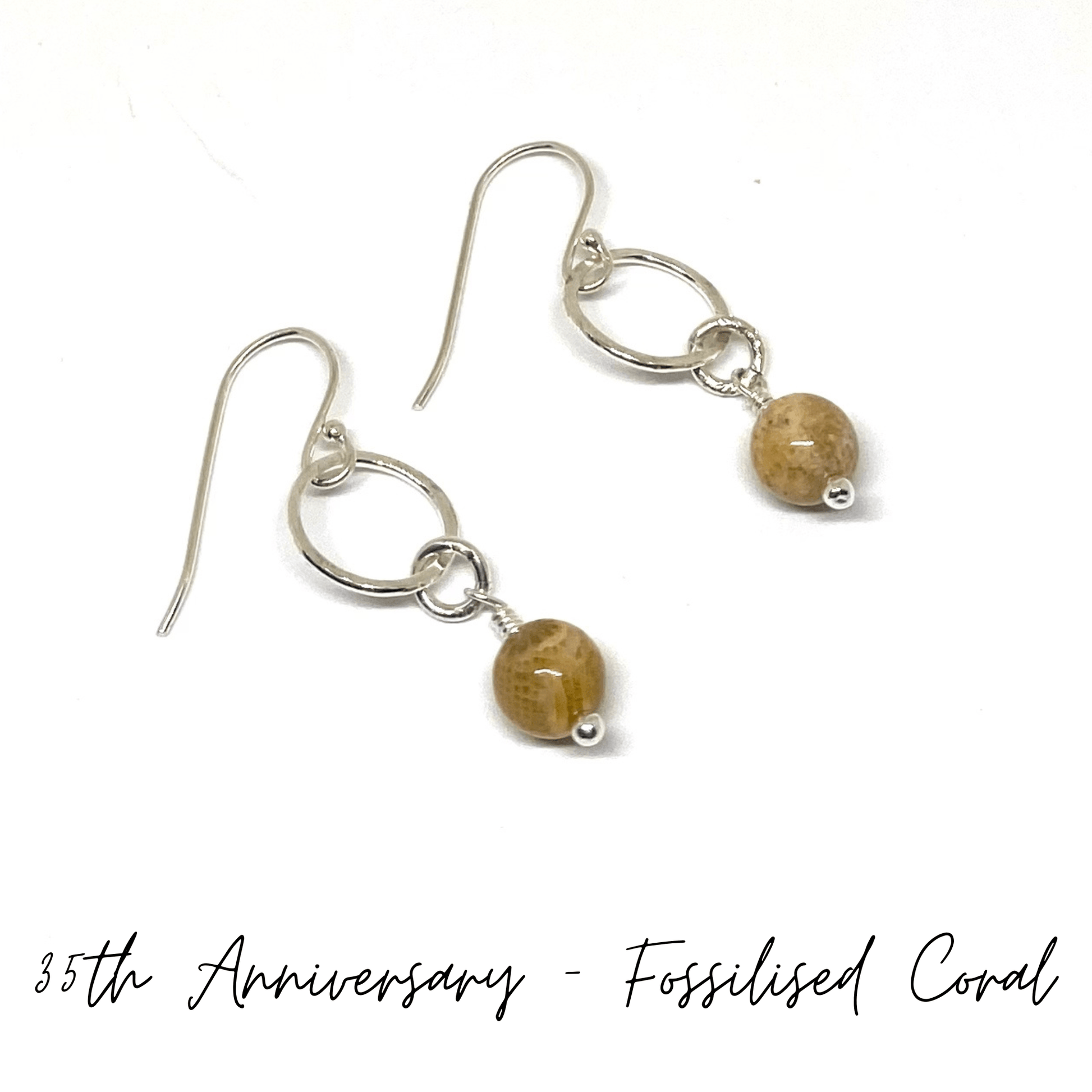35th Anniversary Earrings | Fossilised Coral | Sterling silver | 35th wedding anniversary gift - RACHEL SHRIEVES DESIGN