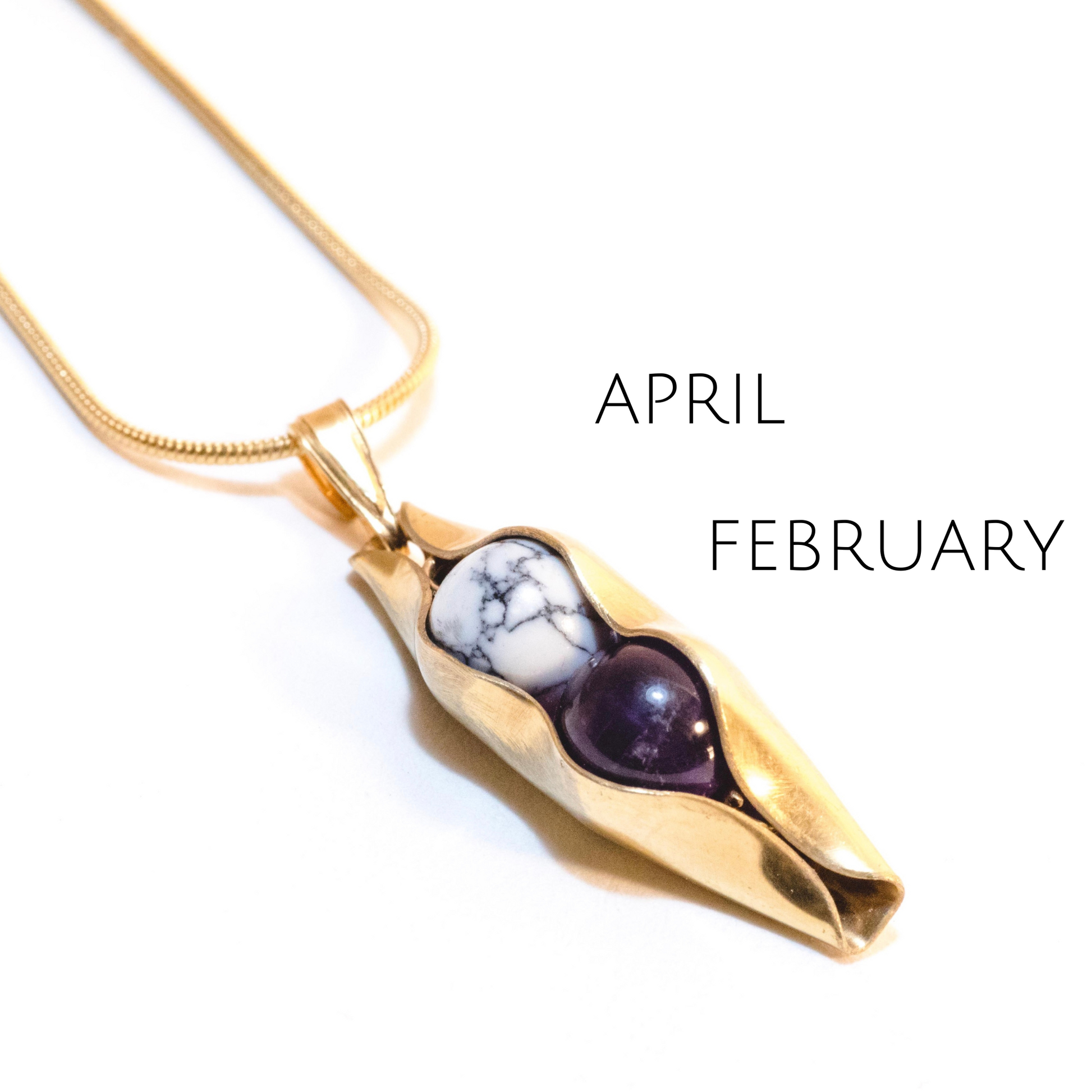 two peas in pod necklace gold with your choice of birthstones 