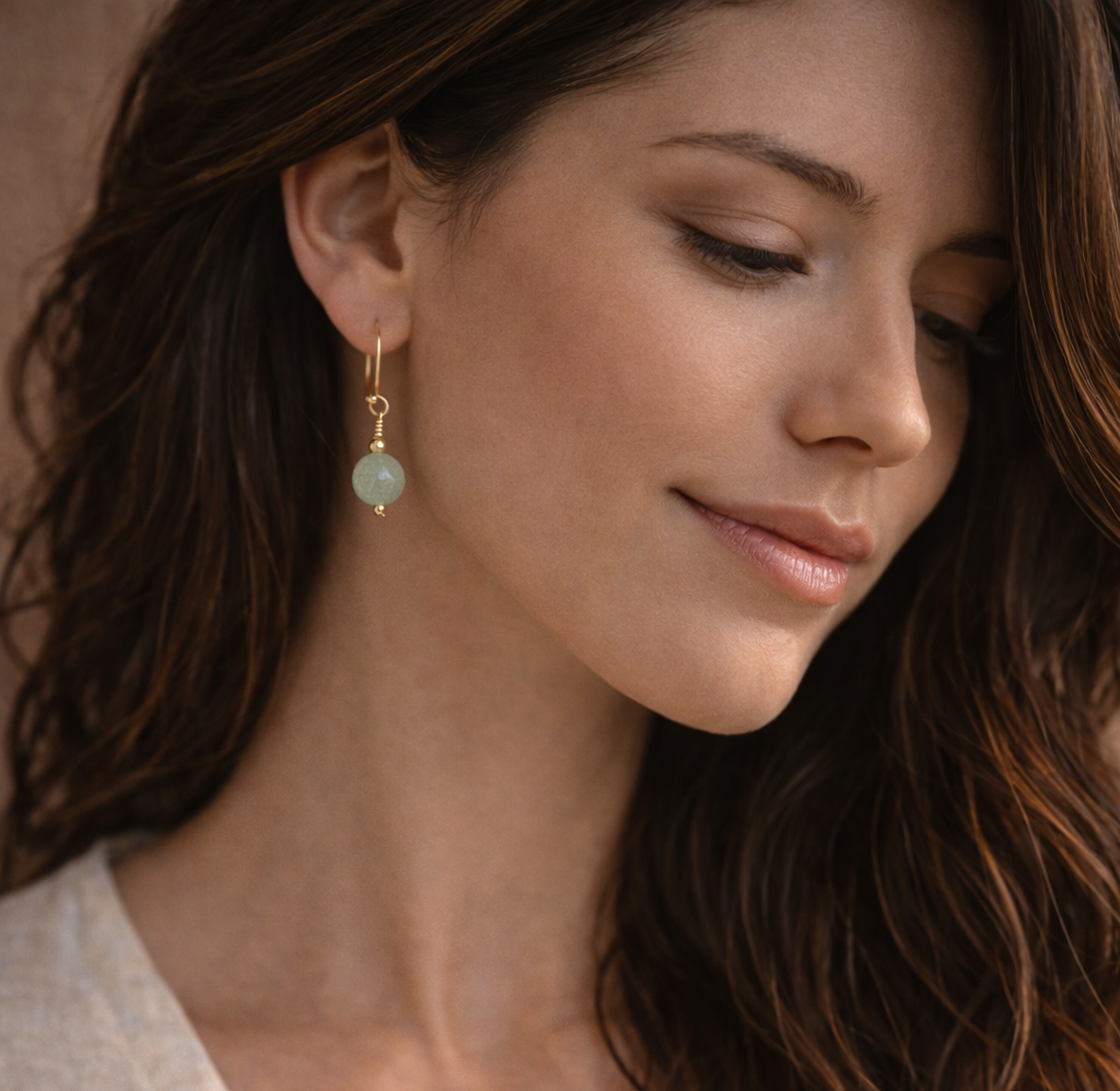 Gold Jade Earrings | Drop Earrings | Gold Filled | 35th Anniversary