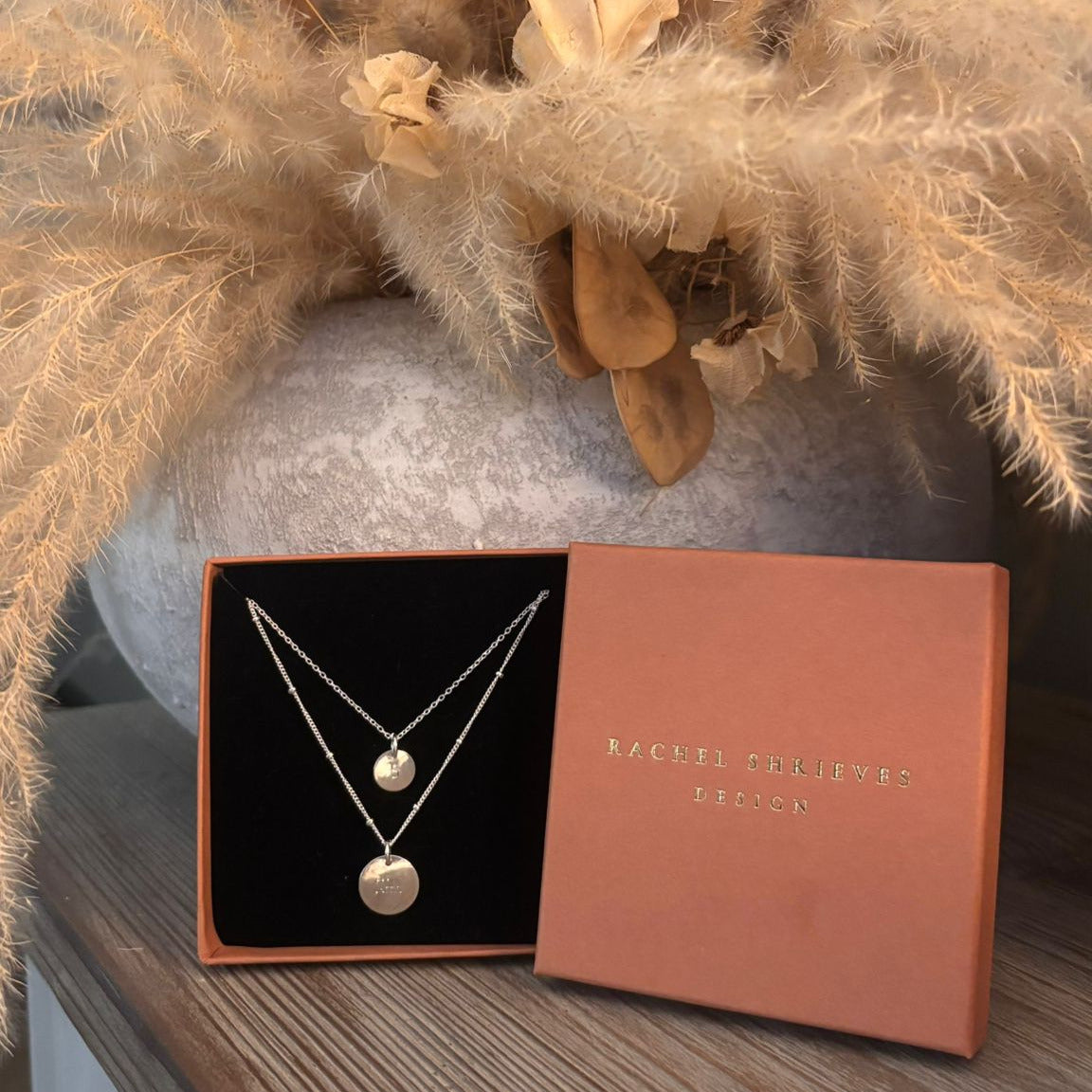 Small Hammered Silver Disc Necklace – Personalised Minimal Pendant