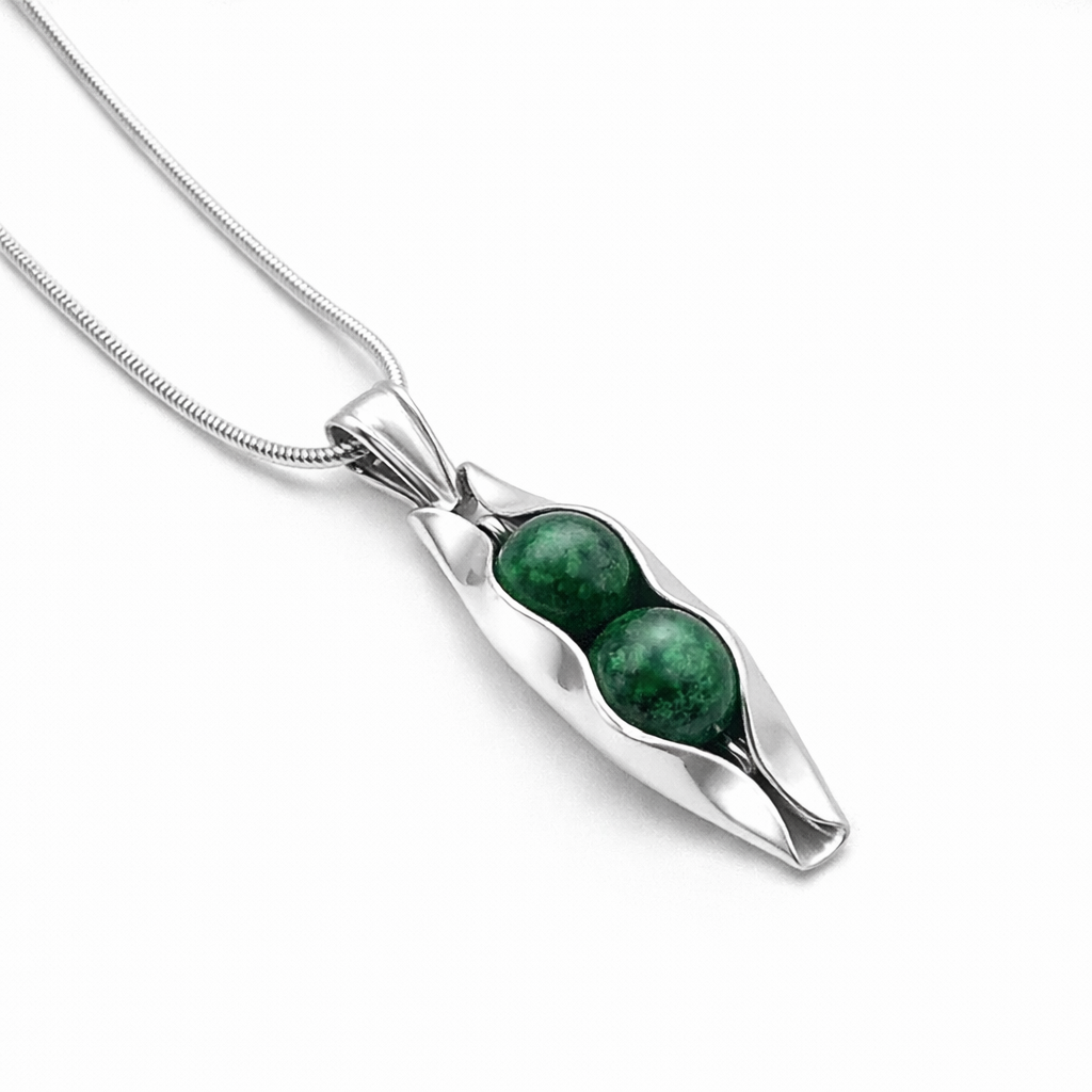 Jade anniversary | Two peas in a pod | Dark Jade | Custom Engraving | 35th wedding anniversary gift