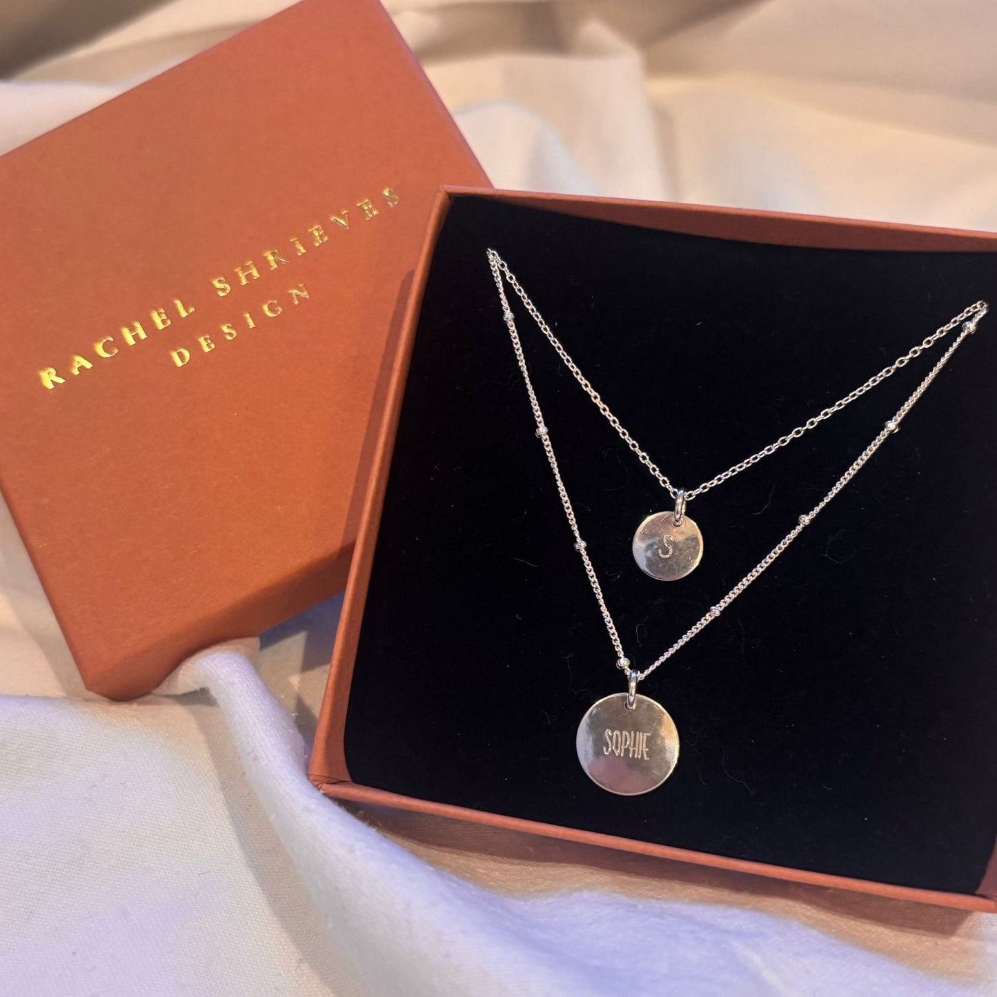 Small Hammered Silver Disc Necklace – Personalised Minimal Pendant