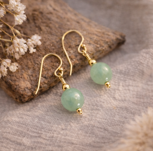 Gold Jade Earrings | Drop Earrings | Gold Filled | 35th Anniversary