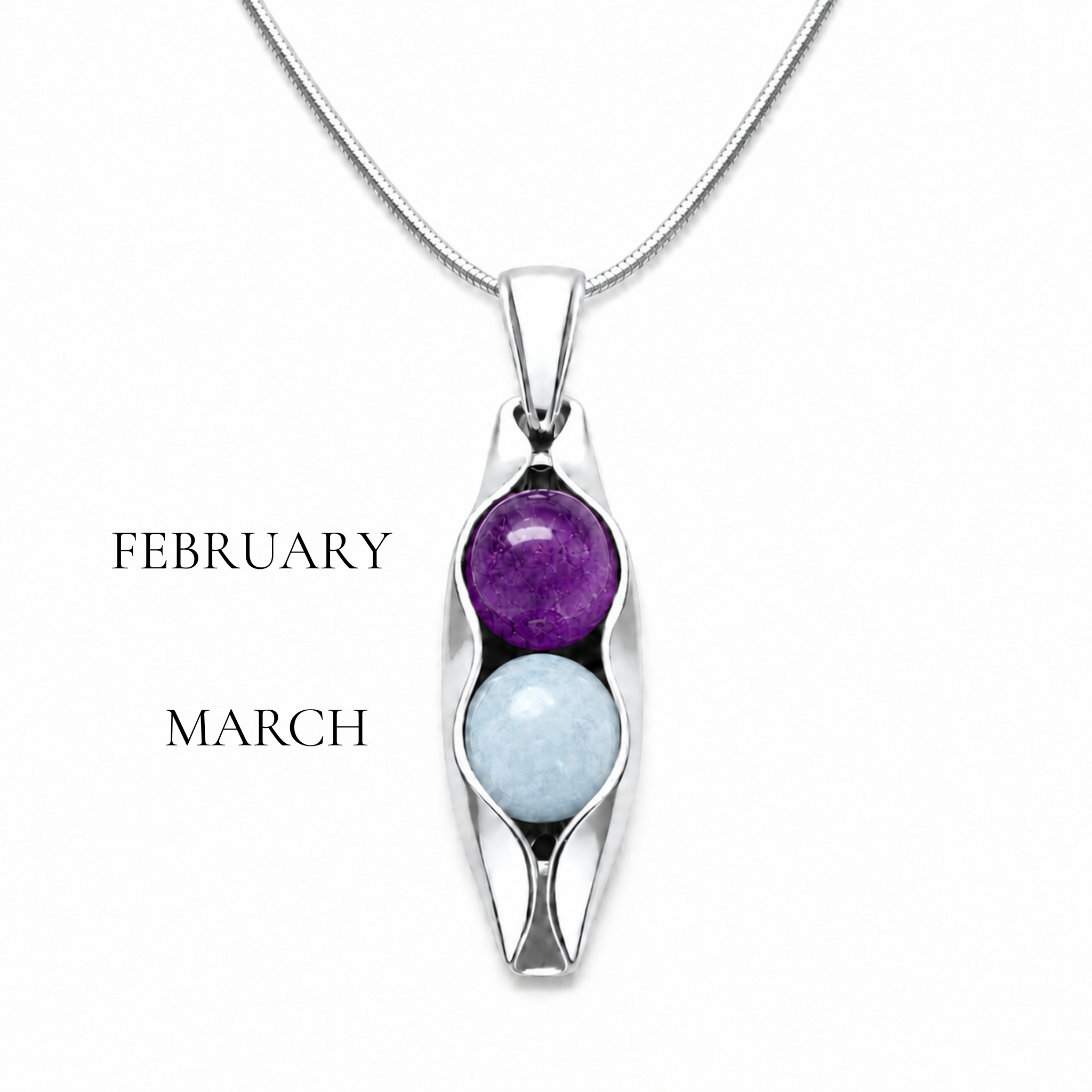 two peas in a pod necklace with your choice of birthstones 