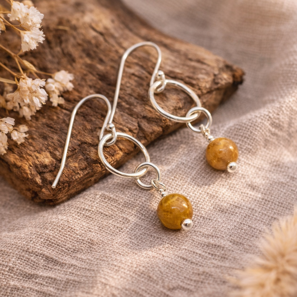 35th Anniversary Earrings | Fossilised Coral | Sterling silver | 35th wedding anniversary gift