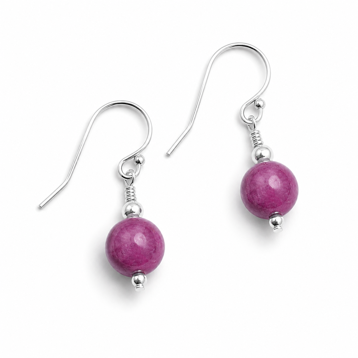40th Wedding Anniversary Ruby Earrings | Sterling Silver or 14k Gold Filled | 8mm Drop Earrings