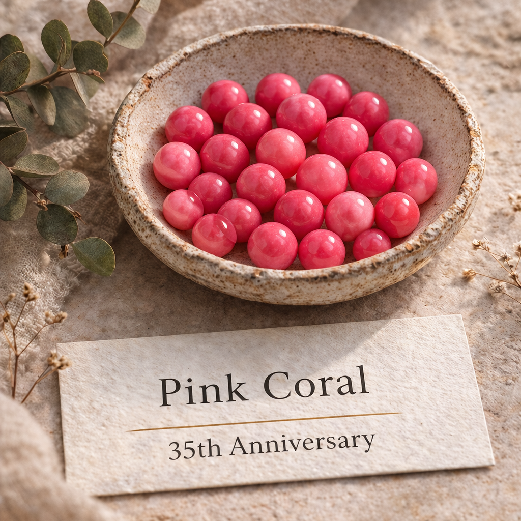 35th Coral Anniversary | Gold Two Peas In A Pod | Pink Coral | Custom Engraving | 35th Wedding Anniversary Gift