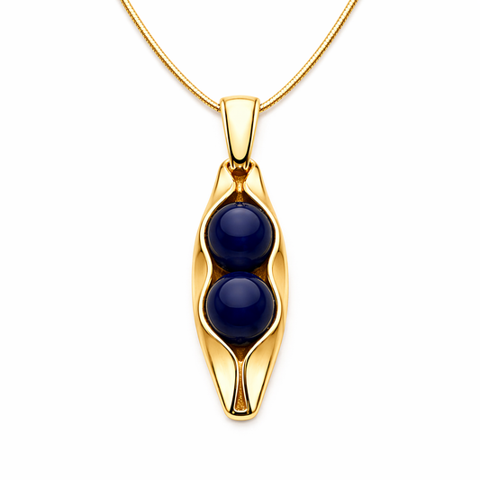 45th Sapphire Anniversary | Two Peas In A Pod | Natural Sapphire | Custom Engraving | 45th Wedding Anniversary Gift