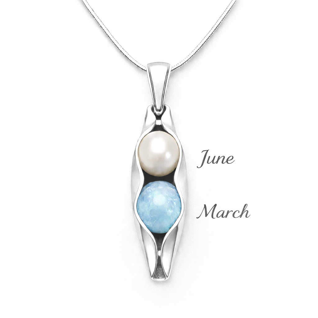 60th Wedding Anniversary Gift | Married for 60 years | 60th Anniversary | Two Peas In A Pod Necklace - Choose your Birthstone Combination